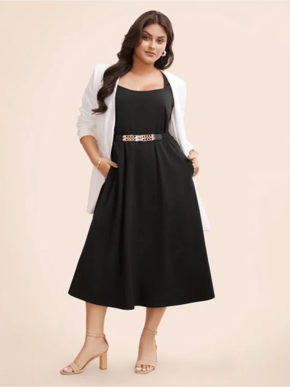 Bloomchic Women’s Black Plain Elastic Waist Midi Tank Dress NWT 22-24 3XL